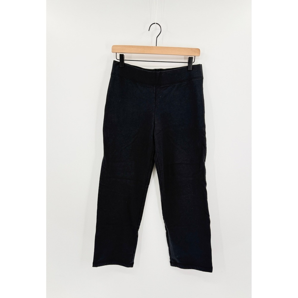 Talbots Cropped French Terry Black Pants Size SP Athleisure Loungewear Capsule